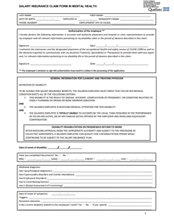 Annex 9 Salary Insurance Claim Form Psychological Health