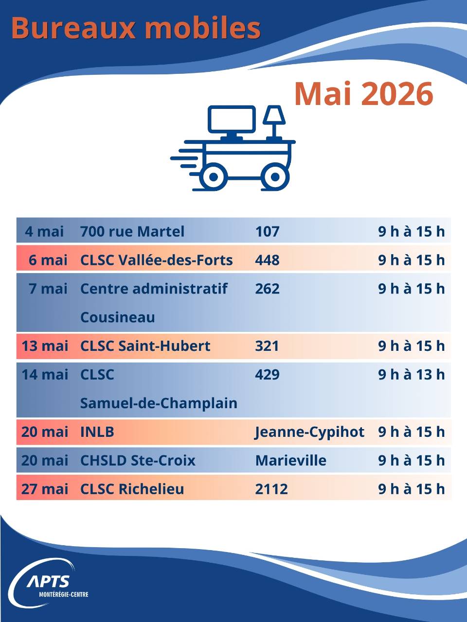Événement du 01.05.2026 - CISSS Montérégie-Centre