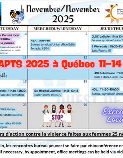 Calendrier Novembre 2025