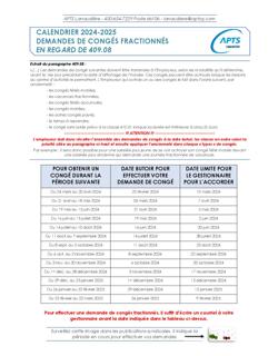 2024-2025 Calendrier des congés fractionnés 2024-2025 Calendrier des congés fractionnés